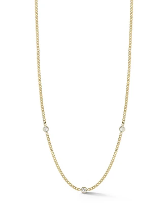 Rachel Zoe Sterling Silver Station Necklace with Curb Chain