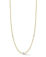 Rachel Zoe Sterling Silver Station Necklace with Curb Chain