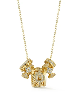 Rachel ZoeRachel Zoe 14K Gold Plated Sterling Silver Multi Ring Charm Necklace