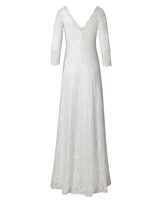 Alie Street London Women's Anya 3/4 Sleeve V-Neck Lace Bridal Gown