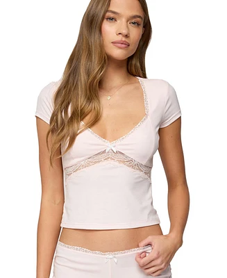 Edikted Women's Arcadia Lacey V Neck Top