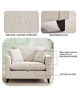 Oversized Chenille Armchair with Pillow