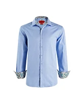 Elie Balleh Big Boys Blue Slim Fit Houndstooth Dress Button-Down Shirt