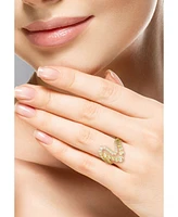 Rachel Zoe 14K Gold Plated Sterling Silver Pave Wave Band Ring