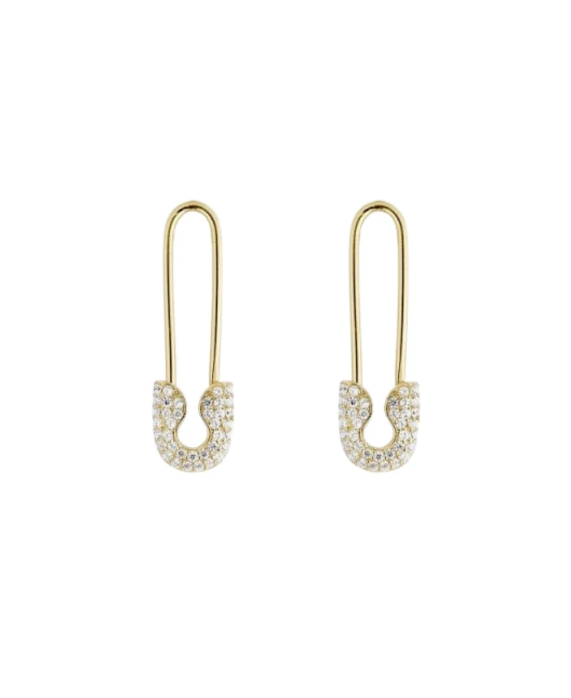 Spero London Pave Safety Pin Earring Jewelled Sterling Silver