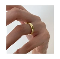 Spero London Sterling Silver Wide Hammered Ring