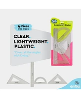 Geometry Plastic Ruler Set, Clear 12 inch/ 30 cm Straight Ruler, Triangle Rulers, Protractor Ruler Tool Set, Transparent School and Office Supplies Ma