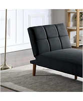 Black Color Polyfiber 2 Piece Sectional Sofa Set Solid Wood Legs Tufted Couch Adjustable Sofa Chaise