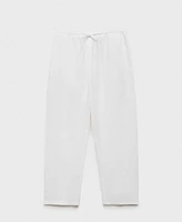 Mango Women's Straight Linen-Blend Pants