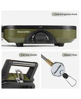 Naturehike 2 Burner Folding Camping Stove with Griddle, Portable Camp Isobutane Gas Stove with 16000 Btu Adjustable Burners & Piezo Ignition