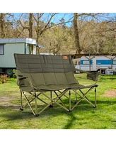 Oversized Camping Chair Folding Loveseat Camping Couch with Cup Holders & Thick Padding