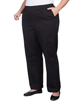 Alfred Dunner Plus Mid-Rise Straight Leg Short Length Casual Pants