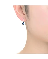 Sterling Silver with White Gold Plating Colored Pear Cubic Zirconia Drop Earrings