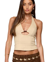 Edikted Women's Evey Bead & Cut Out Halter Top
