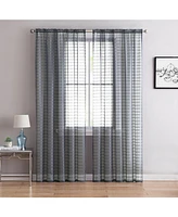 Kate Aurora 2 Piece Rod Pocket Plaid Sheer Voile Window Curtain Panels - 84 in. Long