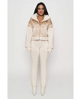 Jluxlabel Women's Suede And Sherpa Jacket