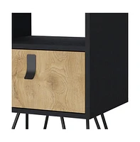One Drawer Faux Wood Nightstand for Compact Bedroom Storage and Organization