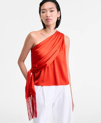I.n.c. International Concepts Women's One-Shoulder Side-Fringe Top, Exclusively at Macy's