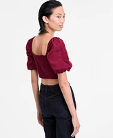 I.n.c. International Concepts Women's Puff-Sleeve Crop Top, Exclusively at Macy's