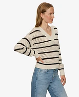 Sanctuary Women's Airy Openwork V-Neck Sweater