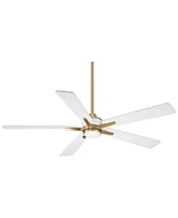 52" Vegas Nights Modern Indoor Ceiling Fan 5 Blade Led Light Remote Control Soft Brass Finish White Wood Blades Bedroom Living Room Kitchen Garag