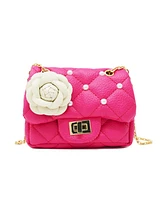 Tiny Treats + Zomi Gems Girls Classic Quilted Flower Pearl Handbag, Hot Pink