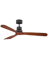 52" Delta-Wing Dc Rustic Farmhouse 3 Blade Indoor Outdoor Ceiling Fan with Remote Oil Rubbed Bronze Walnut Solid Wood Damp Rated for Patio Exteri