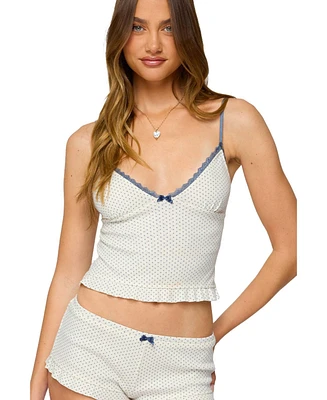 Edikted Women's Avalon Dotted Pointelle Ruffle Tank Top