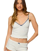 Edikted Women's Avalon Dotted Pointelle Ruffle Tank Top