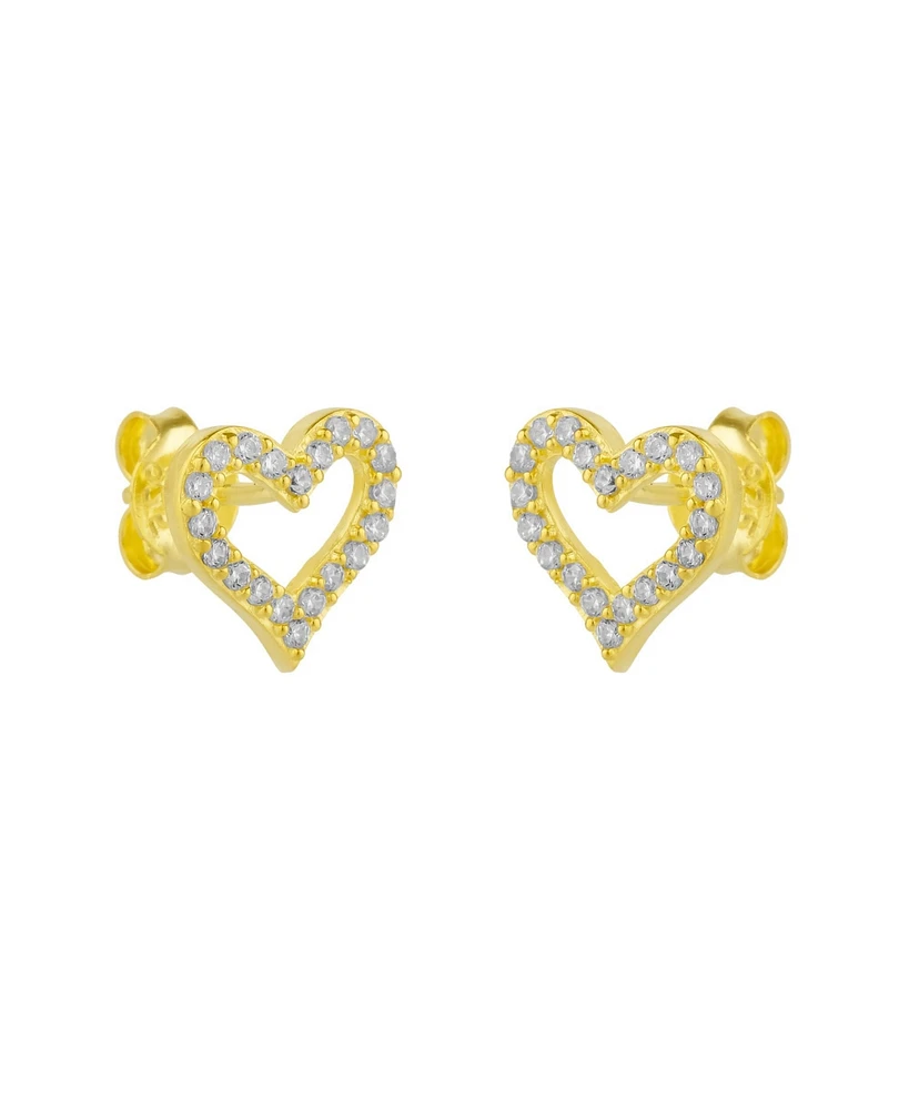 Spero London Heart Sterling Silver Stud Earrings