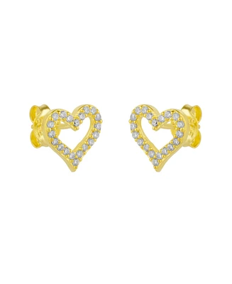 Spero London Heart Sterling Silver Stud Earrings