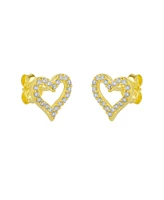 Spero London Heart Sterling Silver Stud Earrings