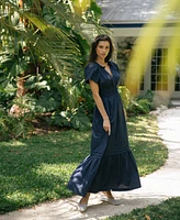 CeCe Women's Short-Sleeve V-Neck Midi Dress