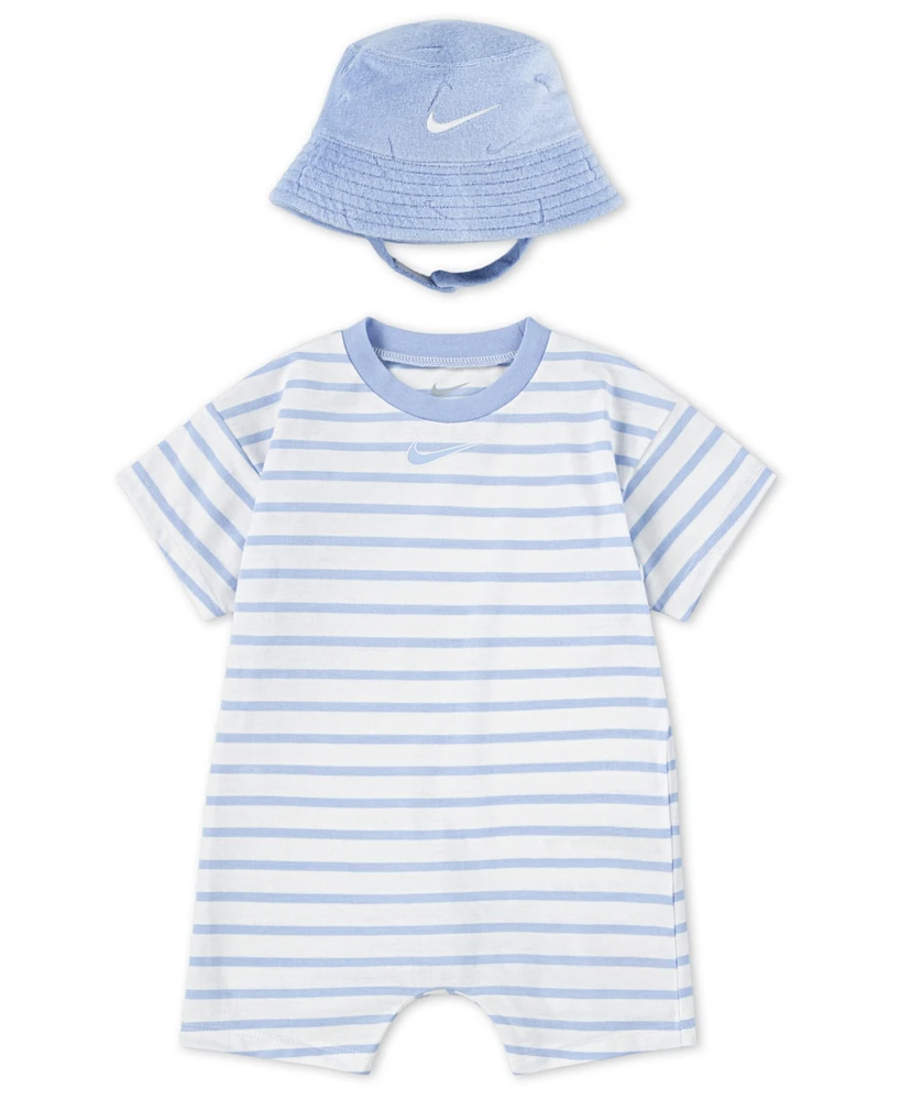 Nike Baby Boys Short Sleeve Romper with Bucket Hat
