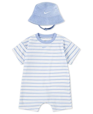 Nike Baby Boys Short Sleeve Romper with Bucket Hat