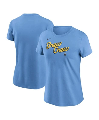 Nike Women's Powder Blue Milwaukee Brewers City Connect Wordmark T-Shirt