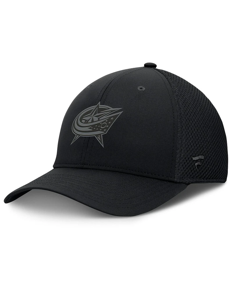 Fanatics Men's Black Columbus Blue Jackets Pro Road Logo Mesh Flex Hat