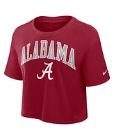 Nike Women's Crimson Alabama Tide Power Pursuit Athletic Prep Arch Performance Cropped T-Shirt