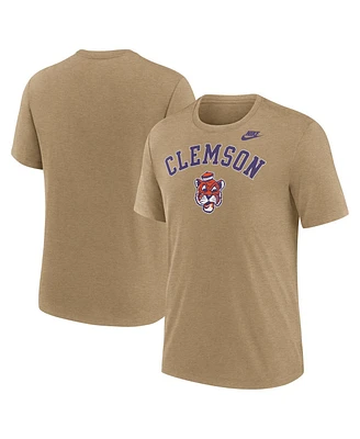 Nike Men's Heather Light Brown Clemson Tigers Legacy Arch Tri-Blend T-Shirt