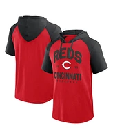 Fanatics Men's Red Cincinnati Reds Prime Raglan Short Sleeve Hoodie T-Shirt