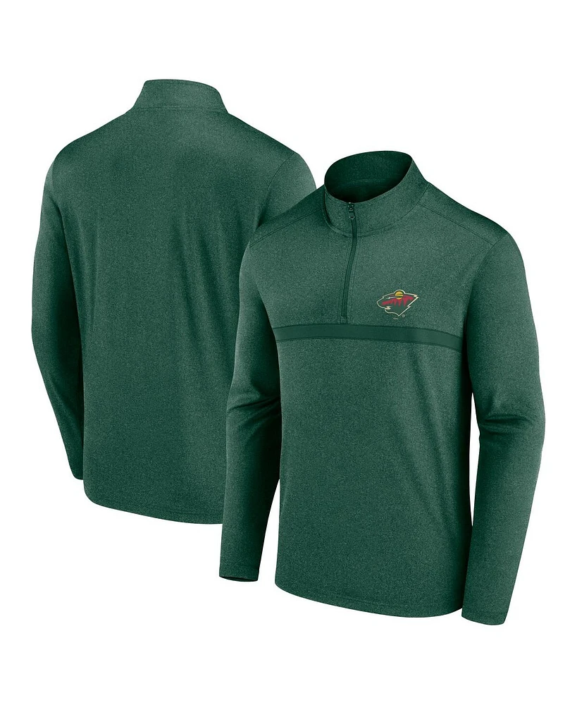 Logo Athletic Men's Dark Heather Green Minnesota Wild Head-to-Head Raglan Quarter-Zip Sweatshirt