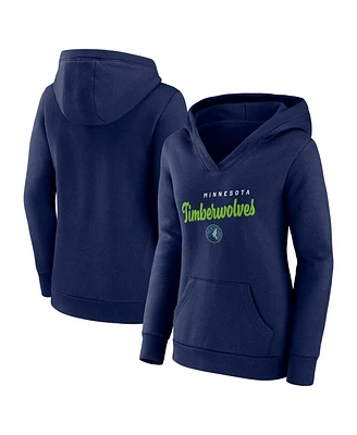 Logo Athletic Women's Navy Minnesota Timberwolves Triumphant V-Neck Pullover Hoodie