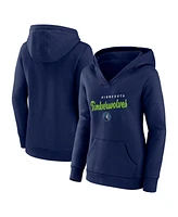 Logo Athletic Women's Navy Minnesota Timberwolves Triumphant V-Neck Pullover Hoodie