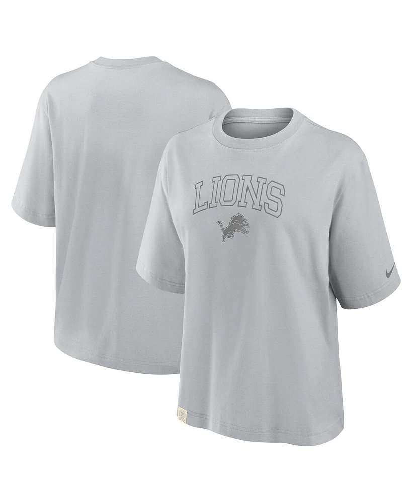 Nike Women's Gray Detroit Lions Glory Arch Boxy T-Shirt