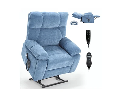 Heat Massage Dual Motor Infinite Position Up to 350 Lbs Large Electric Power Lift Recliners with Hidden Cup Holders, Power-Remote