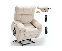 Heat Massage Dual Motor Infinite Position Up to 350 Lbs Large Electric Power Lift Recliners with Hidden Cup Holders, Power-Remote