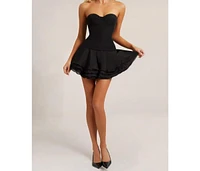 Heiress Beverly Hills Women's Corset Chiffon Flared Mini Dress