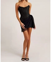 Heiress Beverly Hills Women's Lace Mesh Corset Drape Mini Dress