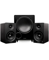Fluance Ai41 Powered 5" Stereo Bookshelf Speakers (Lucky Bamboo), DB10 10" Low Frequency Ported Front Firing Subwoofer (Black Ash),
