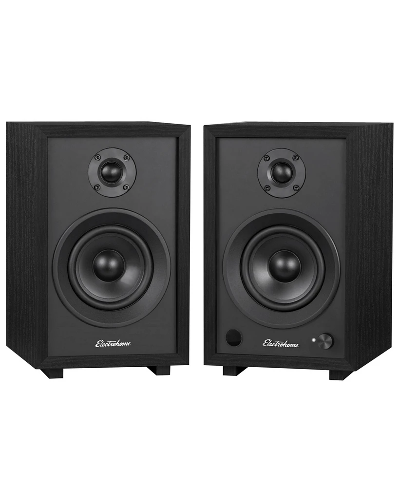 Electrohome McKinley 2.0 Stereo Powered Bookshelf Speakers with Built-in Amplifier and 4" Drivers for Turntable, Tv, Pc Wireless Music Stream